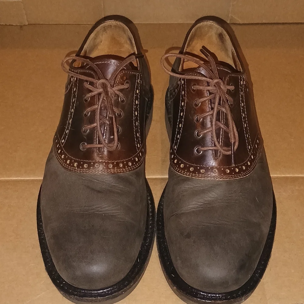 Johnston & Murphy Handcrafted Italy Leather Saddle Oxford Shoes Brown Men's‎ 8.5